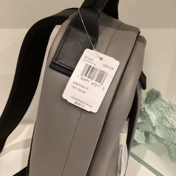 NWT UNISEX COACH BLACK/ GRAY LEATHER ONE SHOULDER BACKPACK MEDIUM SIZE - Picture 5 of 16